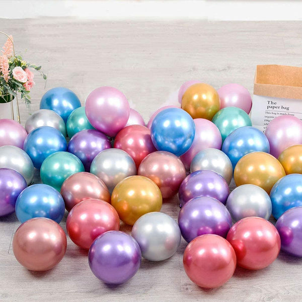 Chrome, Metallic, Shiny Latex Balloons 5" Inch - Single color 15 Pcs