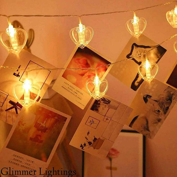10 LED Hearts/Stars/Butterfly Shape Photo Clip String Lights - Battery Operated