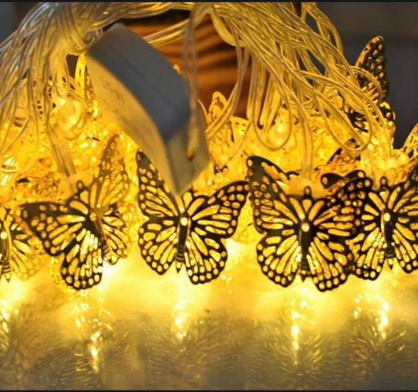 Metal Butterfly Shape Golden Led Light 5.5' Feet - Battery Operated