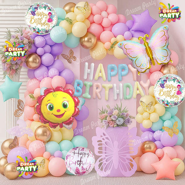 Butterfly Theme Birthday Decorations Full Set of Balloons & Items