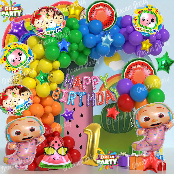Cocomelon Theme Birthday Party Decorations Full Set of Balloons & Items