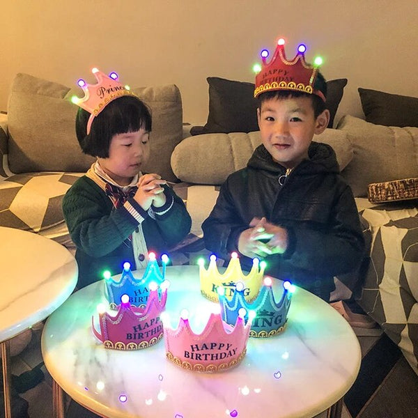 LED Happy Birthday Glitter Crown