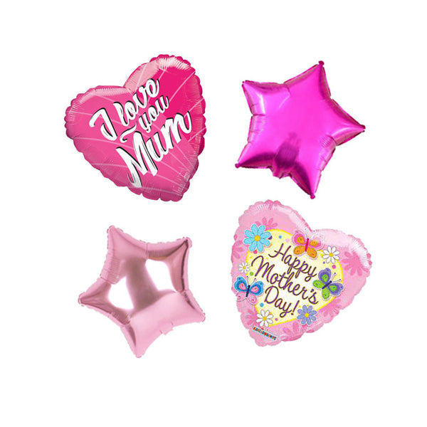 Mother's Day / MOM Theme Foil Balloons - Pack of 4 Balloons