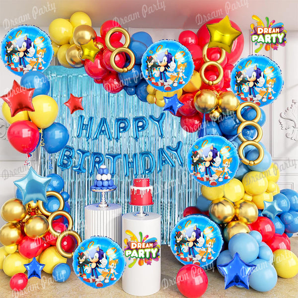 Sonic Theme Birthday Decorations Full Set of Balloons & Items