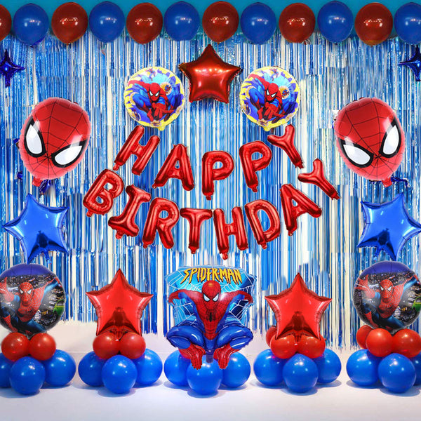 Spider Man Theme Birthday Party Decorations Full Set of Balloons &amp; Items