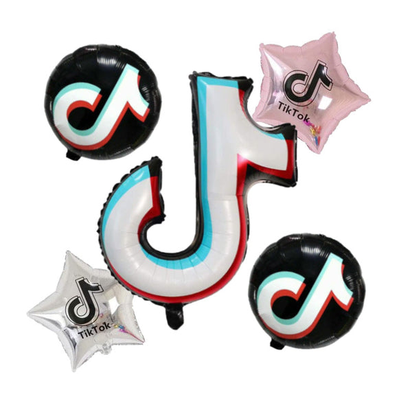 TikTok Theme Foil Balloons - Pack of 5 Balloons