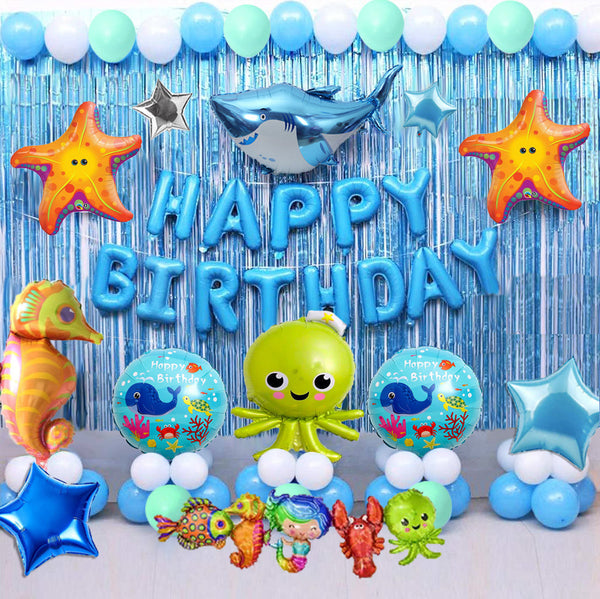 Under the Sea Theme Birthday Party Decorations Full Set of Balloons &amp; Items
