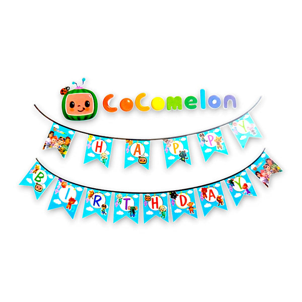 Happy Birthday Cartoon Theme Bunting Flags Banner - 15 Flags