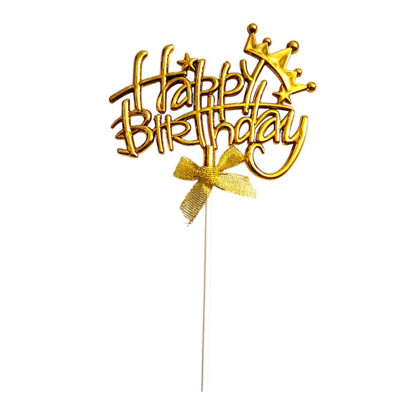 Plastic Happy Birthday Cake Topper - Single Color