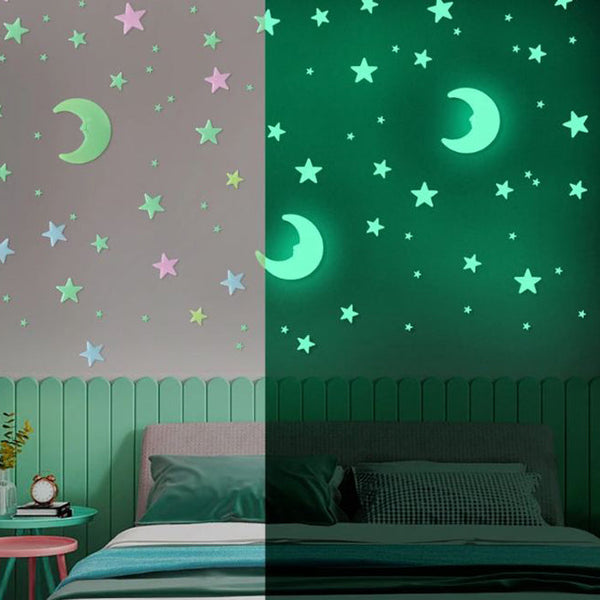 Glowing / Luminous Fluorescent Stars, Moon & Butterfly Stickers