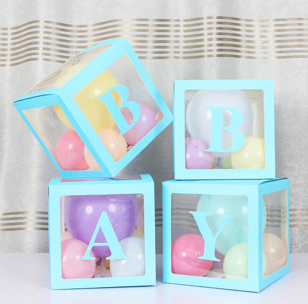 LOVE/BABY Transparent Balloon Box - 4 Boxes in a Set
