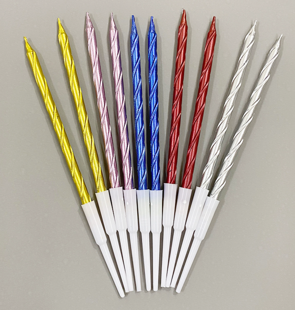 Metallic Spiral Cake Decoration Candles - 10 Pcs (Single Color)