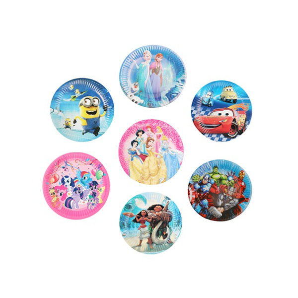Cartoon Theme Party Plates For Birthday- 10 Pcs Pack