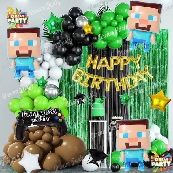 Minecraft Theme Birthday Party Decorations Full Set of Balloons & Items