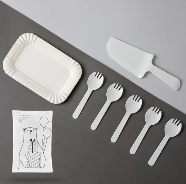 Cake Knife, Forks and Plates Set of 10 Pcs